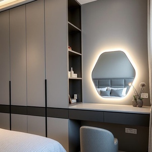 Set di <span class=keywords><strong>Armadio</strong></span> e Toletta in Legno Massello <span class=keywords><strong>Bianco</strong></span> di Lusso Moderno Personalizzato per Camere da Letto di Appartamenti con Soluzioni di Stoccaggio Salvaspazio - Product Image 3