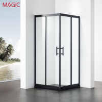 Cloison de douche en verre courbé encadrée d'acier inoxydable personnalisable avec design coulissant pour salle de bain