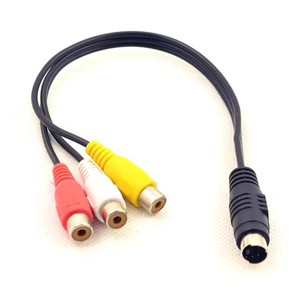 30cm 150cm Mini DIN 4 pines S-Video macho a 3 RCA macho hembra AV Audio Video adaptador Cable DVD PC <span class=keywords><strong>TV</strong></span> - Product Image 3