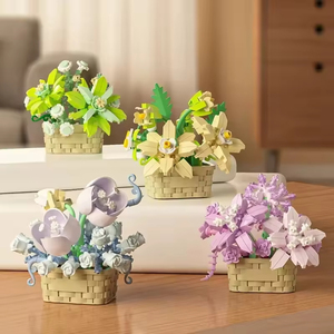 Blocs de construction en plastique pour bouquet de fleurs en pot, modèle de fleur éternelle DIY, petite série, logo personnalisé, commande mixte, entrepôt américain en stock - Product Image 2