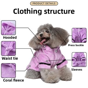 Accappatoio per Cani in Flanella di Poliestere, Stile Moderno, per Bulldog Francese e Gattini di Piccola/Media Taglia, Abbigliamento per Animali Domestici Stile Hotel per Tutte le Stagioni - Product Image 2