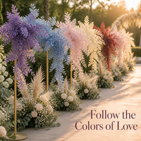 Bouquet de fleurs artificielles en PU, type gazon de brouillard et pteris, pour mariage, technique de simulation décorative, vente en gros Chine