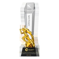 Trophée en cristal personnalisé avec logo imprimé, sports, basketball, badminton, football, tennis de table, cadeaux d'entreprise, d'école, de société