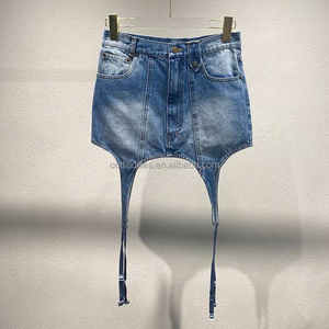 Unisexe Femmes et Hommes Coton Y2K Vintage Jarretière Stonewashed Denim Jupe Denim Jarretière Jupe - Product Image 5