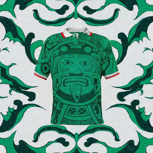 Hochwertiges Retro Mexico Green Fußball trikot Fußball Camisetas Man Shirt mit benutzer definiertem Logo Automat isierte Schneid technik - Product Image 3