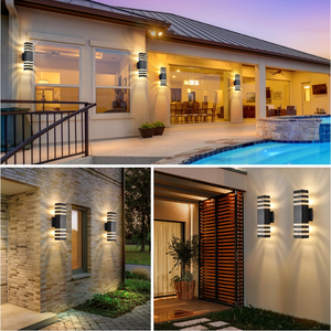 Appliques murales d'extérieur carrées à LED étanches pour jardin, porche et garage – Éclairage haut et bas - Product Image 4