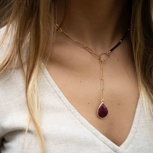 สร้อยคอโซ่อัญมณีคลิปกระดาษสแตนเลส, สร้อยคอจี้หยดน้ำตาสร้อยคอแถบรัด Mobius - Product Image 3