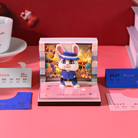 Cube de notes Hero Bunny Officer 2027 : Calendrier créatif en papier découpé au laser, objet de collection de bureau, art papier de dessin animé, DIY