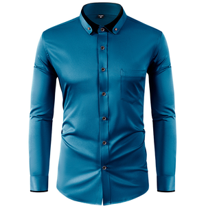 <span class=keywords><strong>Camisa</strong></span> de Vestir <span class=keywords><strong>para</strong></span> <span class=keywords><strong>Hombre</strong></span>, <span class=keywords><strong>Manga</strong></span> <span class=keywords><strong>Larga</strong></span>, Corte Slim Fit, Antiarrugas, Tejido Twill Teñido, con <span class=keywords><strong>Cuello</strong></span> en Contraste, <span class=keywords><strong>para</strong></span> Ocasiones Sociales y de Negocios - Product Image 5