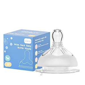 Tétine de biberon en silicone O-8061 super souple avec col large de 50 mm et 4 tailles pour les enfants de 0 à 3 ans