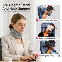 Oreiller de soutien cervical gonflable avec tissu en soie de lait ergonomique 360° °   Attelle de cou enveloppante pour les voyages d'affaires et les siestes au bureau
