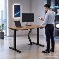 Petit bureau debout peu encombrant, réglable en hauteur électriquement, pour coin de bureau