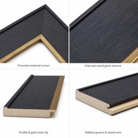 Moulure de cadre photo en pin massif 76x22mm Gris Or Brun Noir Or antique Moulure de cadre en bois pour décoration de peinture à l'huile