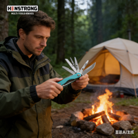 Outil multifonction portable de qualité industrielle en acier inoxydable pour le camping, EDC, pliable, avec pince, lime et couteau de survie
