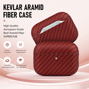 Funda Protectora para Auriculares de Fibra de Carbono de Aramida Súper Resistente con Protección Completa de Color Rojo para Airpod Pro 3 - Product Image 2