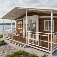 Maison conteneur extensible, isolée thermiquement, préfabriquée, avec porche extérieur en bois, pour la vie en plein air