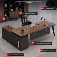 Bureau de direction moderne en forme de L avec rangement, table de patron en bois durable, grand poste de travail d'angle, bureau de luxe écologique