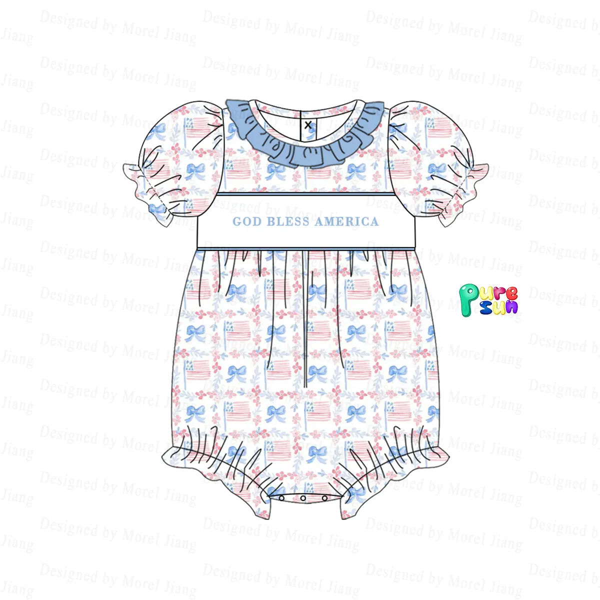 Boutique all'ingrosso 4 ° di July casual mamma & me abiti da ragazza design personalizzati-Puresun