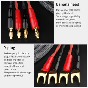 YYAUDIO 16/4 OFC 4 núcleos <span class=keywords><strong>Cable</strong></span> <span class=keywords><strong>de</strong></span> altavoz HiFi 2mm 4mm Banana Plug Y Spade <span class=keywords><strong>Cable</strong></span> <span class=keywords><strong>de</strong></span> audio High End Amp Horn Line - Product Image 4