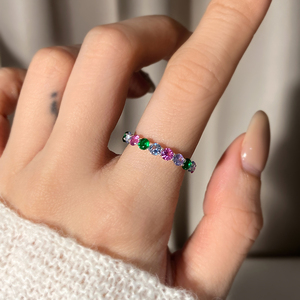 Bague Éternité Multicolore en Plaqué Or avec Zircon Cubique et Cristaux Arc-en-ciel pour Femme - Product Image 3