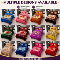 Lot de 4 pièces de couvertures Raschel d'hiver en gros, ensemble de literie, couverture en peluche, drap plat, taies d'oreiller – En stock