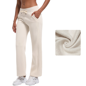 Nouveau pantalon harem décontracté pour femme, taille mi-haute élastique, respirant, écologique, couleur unie, coupe large en polaire, collection Hiver 2026 - Product Image 1