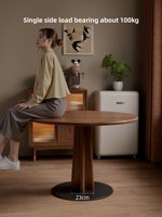 Table à manger ronde en bois de caoutchouc massif - Idéale pour les petits appartements - Design moderne et écologique - Style farmhouse du milieu du siècle - Couleur noyer CZ064