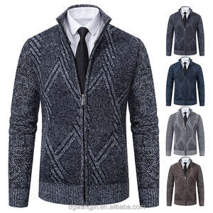 Chaqueta <span class=keywords><strong>Cárdigan</strong></span> de Punto Grueso Informal con <span class=keywords><strong>Cuello</strong></span> Alto y Cremallera para Otoño/Invierno, Fabricante OEM - Product Image 1