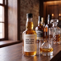Bouteille en verre pour spiritueux de 200 ml, 375 ml, 500 ml pour whisky et brandy avec bouchon en aluminium, OEM, ODM, logo personnalisé, couleur, fournisseur en gros