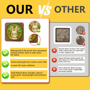 Easter Decoration Limited Edition Coaster | Handmade Cloisonne Enamel Walnut <strong>Wood</strong> Coaster - Product Image 3