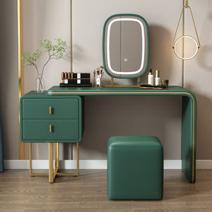 <span class=keywords><strong>Table</strong></span> de maquillage contemporaine extensible en bois <span class=keywords><strong>avec</strong></span> miroir sur pied et ensemble de pouf pour chambre d'hôtel - Product Image 4