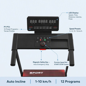 Tapis roulant électrique pliable intelligent avec écran LED, professionnel, portable, pour la maison, la salle de sport, la marche, la course, avec inclinaison automatique - Product Image 3