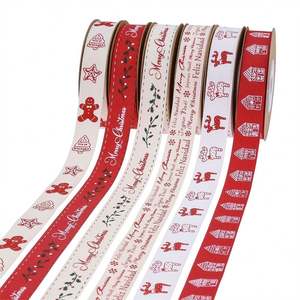 Cinta de algodón de Navidad Embalaje de Festival liso Diy Ramo hecho a mano Cinta para hornear pasteles - Product Image 2