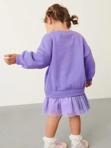 Nouvelle arrivée Robe violette élégante en tulle à manches longues pour enfants pour filles personnalisable - Product Image 3