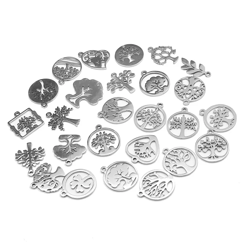 Pendentifs avec Message, 20 pièces, en acier inoxydable, série arbre de vie, accessoire pour la fabrication de bijoux, bricolage, collier, breloques