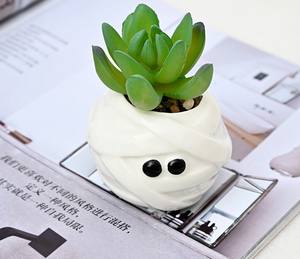 Petit pot de fleurs en céramique sur le thème d'Halloween pour plantes succulentes et plantes momies, nouvel ornement de jardin, balcon, vase de table - Product Image 4