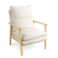 Fauteuil individuel vintage en bois massif, chaise simple rembourrée minimaliste pour salon, balcon, bureau