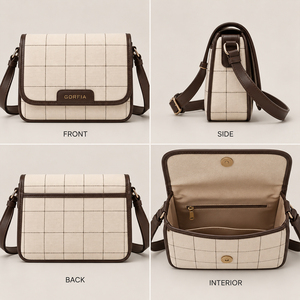 Sac bandoulière unisexe en toile à carreaux avec logo personnalisé, petit sac messager à rabat, design minimaliste, faible MOQ, OEM - Product Image 3
