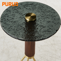 PURUO ensemble de table d'appoint ronde en verre d'acier inoxydable de style simple personnalisé pour le salon
