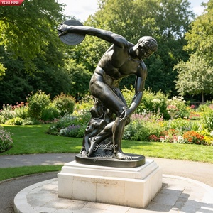 Statue <span class=keywords><strong>de</strong></span> lancer <span class=keywords><strong>de</strong></span> <span class=keywords><strong>disque</strong></span> en bronze YOUFINE, taille réelle, sculpture d'athlète grec classique pour la décoration <span class=keywords><strong>de</strong></span> jardin extérieur - Product Image 1