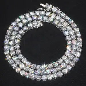 Fine Jewelry Hip Hop 925 Sterling Silver VVS Moissanite Diamond Cluster Iced Out Tennis Chain bracciale collana per uomo donna