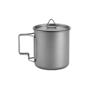 Cắm Trại Ngoài Trời Thân Thiện Với Môi Chống Cháy Tinh Khiết Titan Cốc Với Có Thể Gập Lại Xử Lý Và Nắp 750Ml Trọng Lượng Nhẹ Cho Đi Bộ Đường Dài - Product Image 1