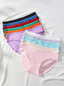 Calzoncillos de mujer de cintura media transpirables suaves sólidos multicolores precio al por mayor diario - Product Image 4