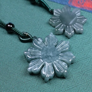 Tallado de gran tamaño 45mm verde Jadite Jade Laughing Buddha escultura colgante collar para hombres y mujeres - Product Image 6