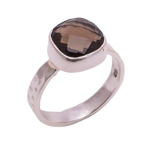 ขายส่ง925แหวนพลอยเงินสเตอร์ลิงควอตซ์ธรรมชาติทำด้วยมือเครื่องประดับเงินชั้นดีผู้ผลิต - Product Image 1