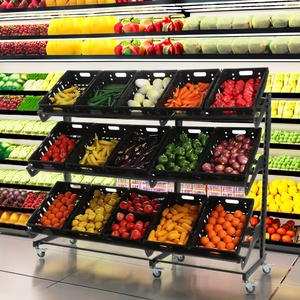 Exhibición de supermercado de frutas y verduras frescas de un solo lado, soporte para frutas y verduras, estante para góndola con <span class=keywords><strong>Baseket</strong></span> - Product Image 4