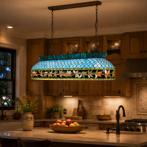 Lámpara Colgante de Vidrio Estilo Tiffany de 55 Pulgadas, Lámpara de Techo Lineal Europea para Mesa de Comedor Larga e Isla de Cocina - Product Image 3