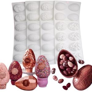 Molde de silicona para hornear huevo de Pascua 3D de 8 cavidades, molde de huevo de postre de <span class=keywords><strong>Mousse</strong></span> francés Flexible para Chocolate, huevos de Pascua, gelatina de Pascua - Product Image 1