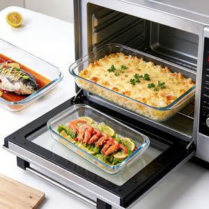 <span class=keywords><strong>Bandeja</strong></span> de <span class=keywords><strong>horno</strong></span> circular de vidrio de borosilicato alto, libre de BPA, apta para alimentos, apta para microondas, para hornear y con base plana. - Product Image 1