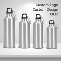 Bouteille shaker en aluminium 500 ml avec logo personnalisé et mousqueton, tasse mélangeur de protéines, pour boisson directe, gym, fitness, vente en gros
